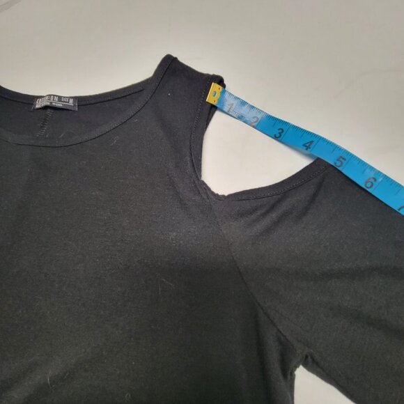 Cold Shoulder Top Long Sleeve Black Tunic Top Size M - Picture 6 of 10